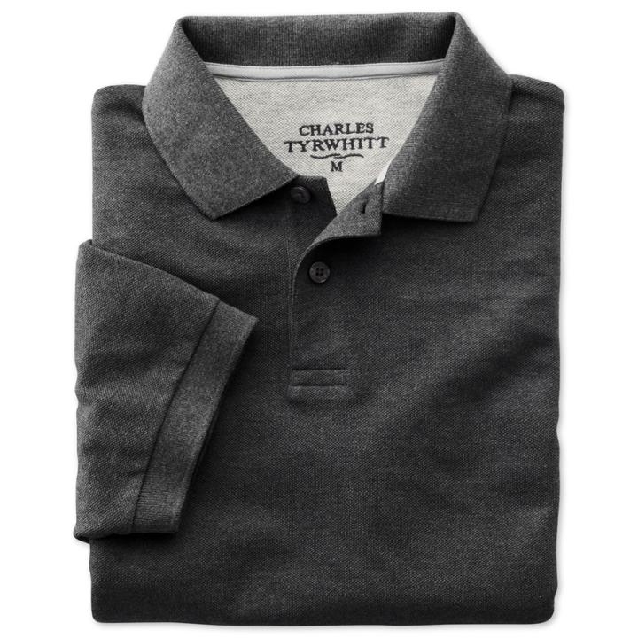 Charles Tyrwhitt Charles Tyrwhitt Charcoal Short Sleeve Classic Fit Pique Polo (l)