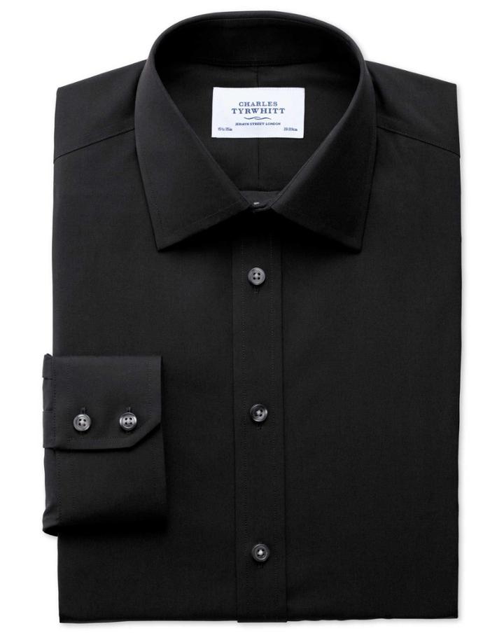 Charles Tyrwhitt Charles Tyrwhitt Classic Fit Non-iron Black Cotton Dress Shirt Size 15/33