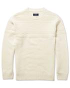  Winter White Jacquard Fairisle Crew Neck Wool Jumper Size Large By Charles Tyrwhitt