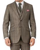 Charles Tyrwhitt Charles Tyrwhitt Tan Slim Fit British Check Flannel Luxury Suit Wool Jacket Size 36