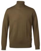  Olive Roll Neck Merino Wool Sweater Size Large By Charles Tyrwhitt