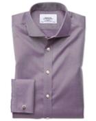 Charles Tyrwhitt Extra Slim Fit Spread Collar Non-iron Twill Dark Purple Cotton Dress Shirt Single Cuff Size 15/32 By Charles Tyrwhitt