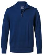  Royal Blue Zip Neck Merino Wool Sweater Size Large By Charles Tyrwhitt