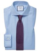  Super Slim Fit Cutaway Collar Non-iron Cotton Stretch Oxford Sky Blue Stripe Dress Shirt Single Cuff Size 14.5/32 By Charles Tyrwhitt
