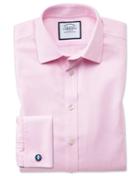 Charles Tyrwhitt Slim Fit Non-iron Step Weave Pink Cotton Dress Shirt Single Cuff Size 15/32 By Charles Tyrwhitt