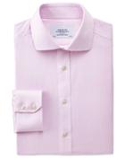 Charles Tyrwhitt Charles Tyrwhitt Slim Fit Spread Collar Non-iron Mouline Stripe Pink Cotton Dress Shirt Size 14.5/32