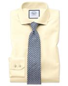  Extra Slim Fit Spread Collar Non-iron Twill Yellow Cotton Dress Shirt French Cuff Size 14.5/33 By Charles Tyrwhitt