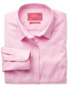 Charles Tyrwhitt Charles Tyrwhitt Women's Semi-fitted Non-iron Cotton Puppytooth Pink Shirt