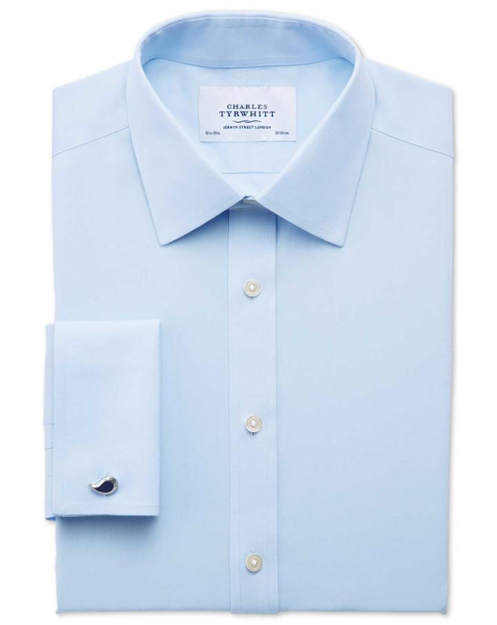 Charles Tyrwhitt Charles Tyrwhitt Slim Fit Non-iron Poplin Sky Blue Cotton Dress Shirt Size 14.5/32