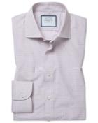  Slim Fit Peached Egyptian Cotton Purple Check Dress Shirt Single Cuff Size 14.5/32 By Charles Tyrwhitt
