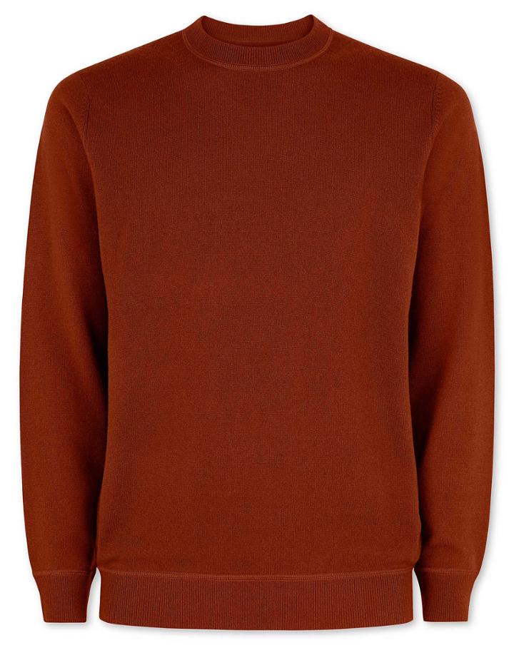  Dark Orange Merino Cashmere Crew Neck Cotton/cashmere Sweater Size Large By Charles Tyrwhitt