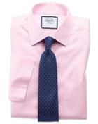  Classic Fit Non-iron Poplin Short Sleeve Pink Cotton Dress Shirt Size 15/short By Charles Tyrwhitt