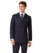  Navy Stripe Slim Fit Double Breasted Flannel Business Suit Wool Jacket Size 40 By Charles Tyrwhitt