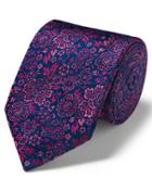  Pink And Navy Silk Floral English Luxury Tie By Charles Tyrwhitt