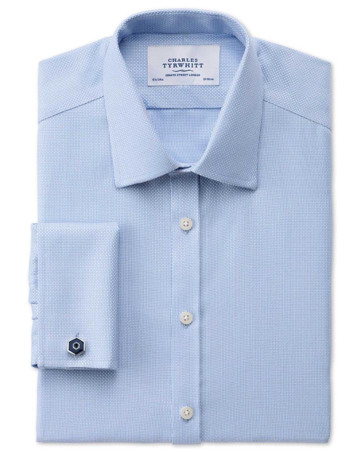 Charles Tyrwhitt Charles Tyrwhitt Extra Slim Fit Non-iron Buckingham Weave Sky Shirt