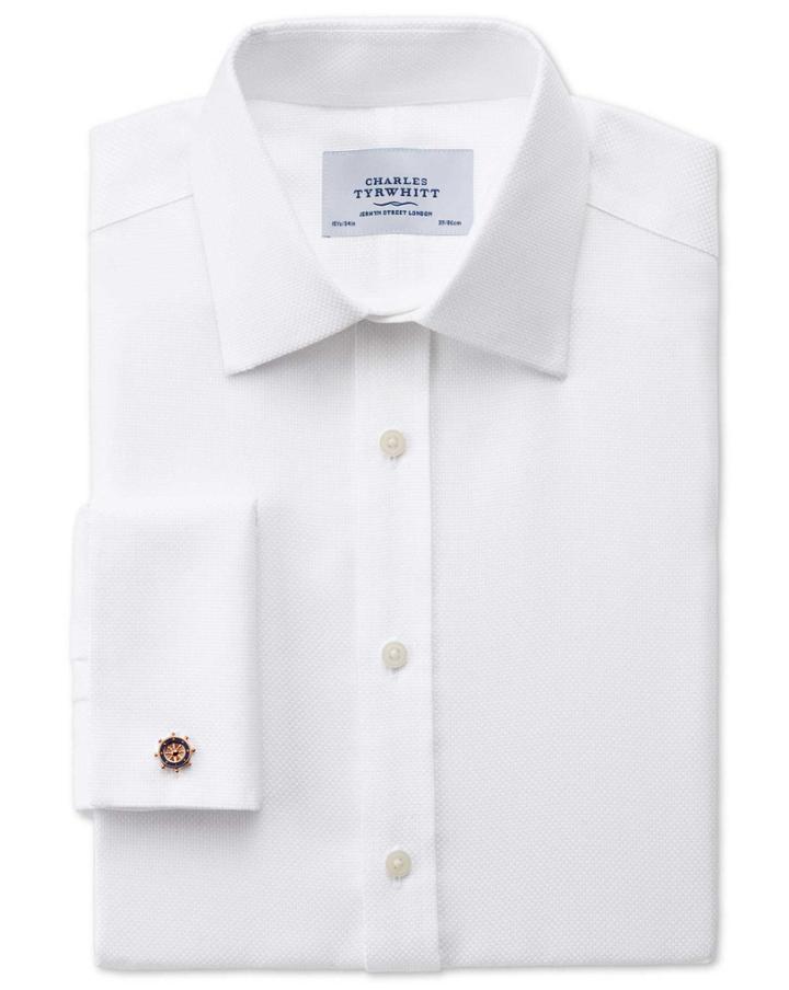 Charles Tyrwhitt Charles Tyrwhitt Slim Fit Non-iron Buckingham Weave White Shirt