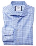  Extra Slim Fit Business Casual Non-iron Modern Textures Sky Blue Cotton Dress Shirt Single Cuff Size 14.5/33 By Charles Tyrwhitt