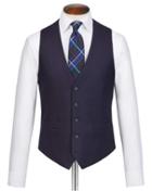  Navy Stripe Adjustable Fit Flannel Business Suit Wool Vest Size W36 By Charles Tyrwhitt