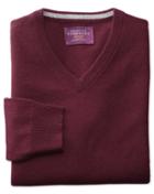 Charles Tyrwhitt Wine Cashmere V-neck Sweater Size Medium By Charles Tyrwhitt