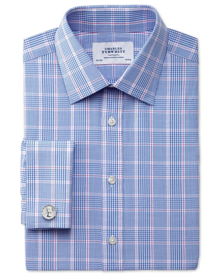 Charles Tyrwhitt Charles Tyrwhitt Extra Slim Fit Prince Of Wales Blue Shirt