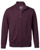  Wine Zip Front Merino Wool Cardigan Size Medium By Charles Tyrwhitt