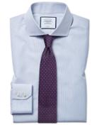  Slim Fit Non-iron Blue Stripe Tyrwhitt Cool Cotton Dress Shirt Single Cuff Size 14.5/33 By Charles Tyrwhitt