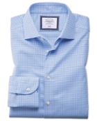 Charles Tyrwhitt Extra Slim Fit Semi-spread Collar Business Casual Non-iron Modern Textures Sky Blue Cotton Dress Shirt Single Cuff Size 14.5/32 By Charles Tyrwhitt