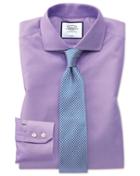  Slim Fit Lilac Non-iron Twill Spread Collar Cotton Dress Shirt Single Cuff Size 14.5/32 By Charles Tyrwhitt