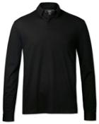  Plain Black Long Sleeve Jersey Cotton Polo Size Large By Charles Tyrwhitt