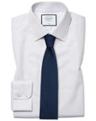  Classic Fit Non-iron Dash Weave Grey Cotton Dress Shirt Single Cuff Size 15/33 By Charles Tyrwhitt