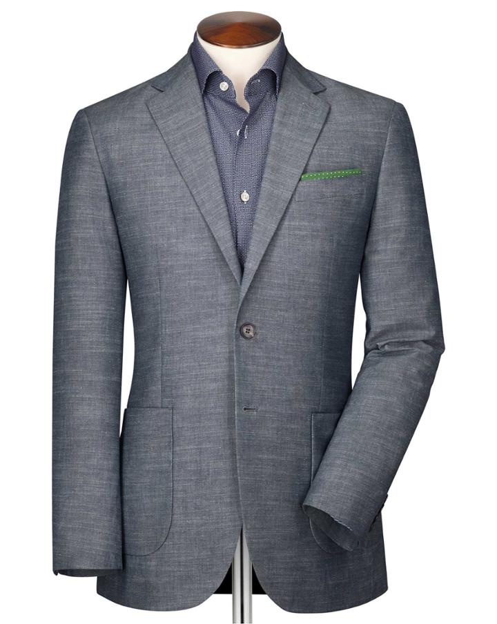 Charles Tyrwhitt Charles Tyrwhitt Classic Fit Chambray Semi-plain Cotton Jacket Size 36