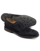  Dark Navy Suede Goodyear Welted Derby Wing Tip Brogue Shoes Size 11.5 By Charles Tyrwhitt