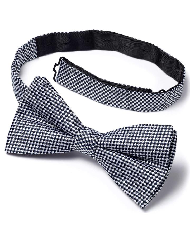 Charles Tyrwhitt Charles Tyrwhitt Navy And White Silk Classic Gingham Check Ready-tied Bow Tie