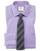  Slim Fit Non-iron Poplin Lilac Cotton Dress Shirt French Cuff Size 15.5/35 By Charles Tyrwhitt
