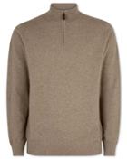  Mocha Cashmere Zip Neck Sweater Size Medium By Charles Tyrwhitt