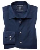  Slim Fit Dark Blue Spot Soft Texture Cotton Casual Shirt Single Cuff Size Medium By Charles Tyrwhitt