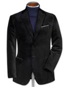 Charles Tyrwhitt Slim Fit Black Velvet Cotton Blazer Size 38 By Charles Tyrwhitt
