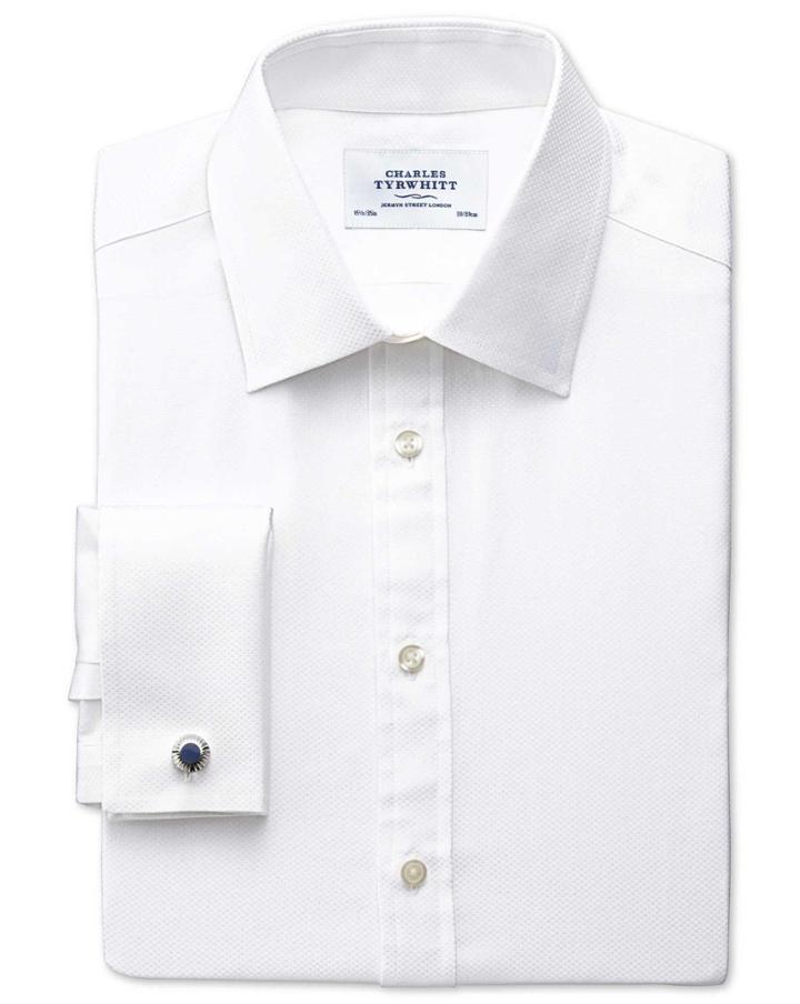 Charles Tyrwhitt Charles Tyrwhitt Slim Fit Pima Cotton Double-faced White Dress Shirt Size 15.5/34