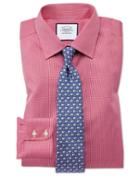 Charles Tyrwhitt Classic Fit Non-iron Puppytooth Bright Pink Cotton Dress Shirt Single Cuff Size 15.5/33 By Charles Tyrwhitt