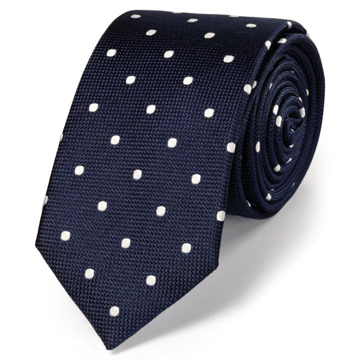 Charles Tyrwhitt Charles Tyrwhitt Classic Slim Navy And White Classic Spot Tie