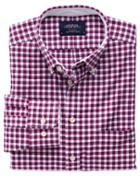 Charles Tyrwhitt Charles Tyrwhitt Extra Slim Fit Berry Check Washed Oxford Cotton Dress Shirt Size Large