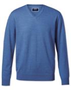  Blue Merino Wool V-neck Sweater Size Medium By Charles Tyrwhitt