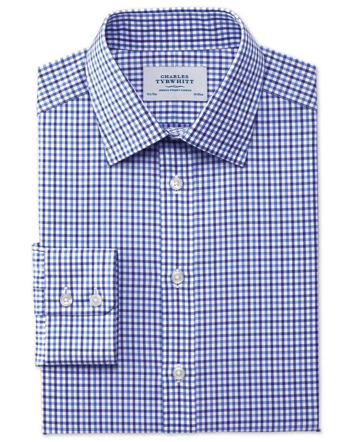 Charles Tyrwhitt Charles Tyrwhitt Classic Fit Egyptian Cotton Jermyn St Check Blue Shirt