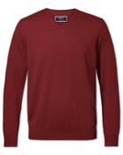  Dark Red Merino V-neck 100percent Merino Wool Sweater Size Xxl By Charles Tyrwhitt