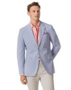  Slim Fit Blue Striped Cotton Seersucker Cotton Jacket Size 40 By Charles Tyrwhitt