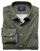 Charles Tyrwhitt Charles Tyrwhitt Slim Fit Olive Paisley Print Cotton Dress Shirt Size Large