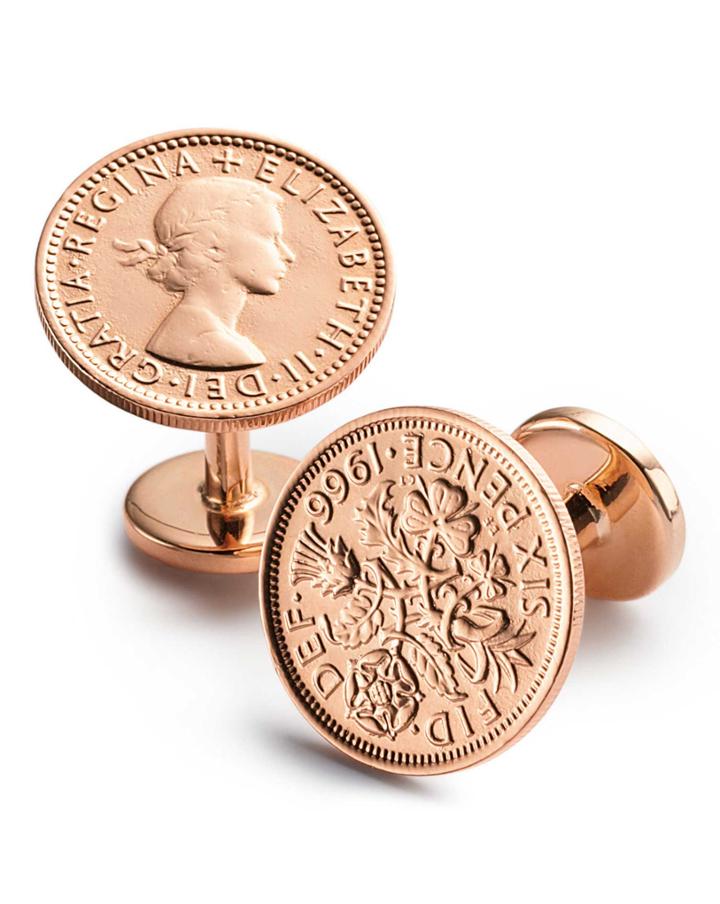Charles Tyrwhitt Charles Tyrwhitt Gold Six Pence Cufflinks