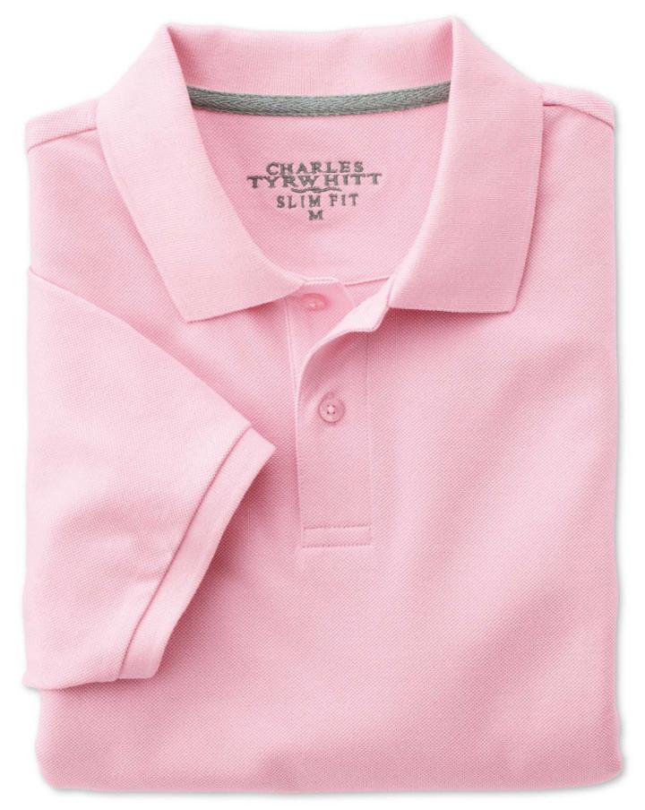 Charles Tyrwhitt Charles Tyrwhitt Slim Fit Light Pink Pique Polo Shirt