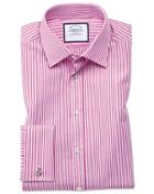 Charles Tyrwhitt Classic Fit Bengal Stripe Pink Cotton Dress Shirt Single Cuff Size 15.5/33 By Charles Tyrwhitt