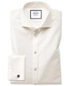 Charles Tyrwhitt Extra Slim Fit Spread Collar Non-iron Poplin Cream Cotton Dress Shirt Single Cuff Size 14.5/32 By Charles Tyrwhitt